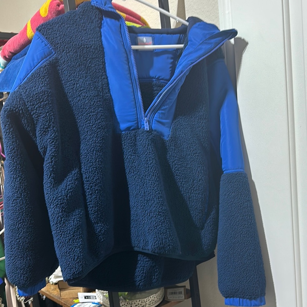 Free people Blue Fleece Hoodie size XS NWT